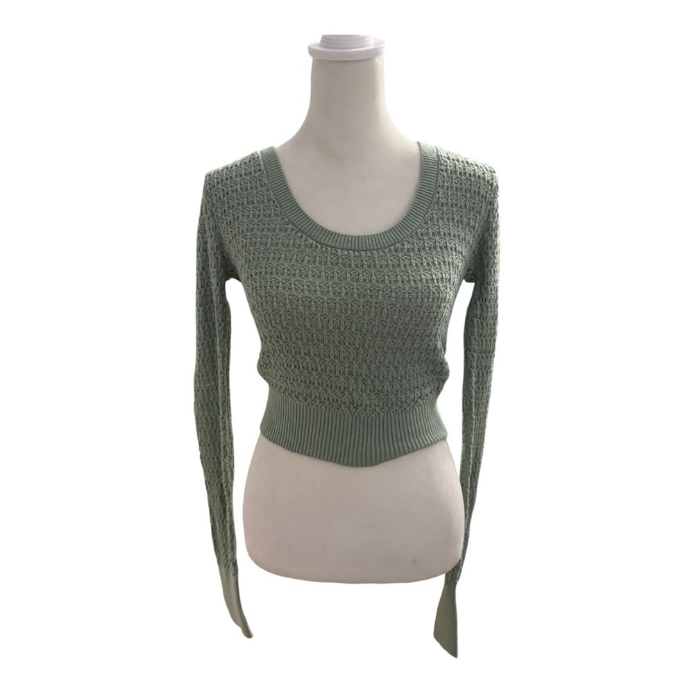 Hollister Sage Green Stitchy Scoop Sweater Size XS